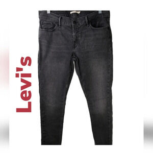 Levis Womens 710 Super Skinny Stretch Charcoal Black Denim Jeans Sz 32x28